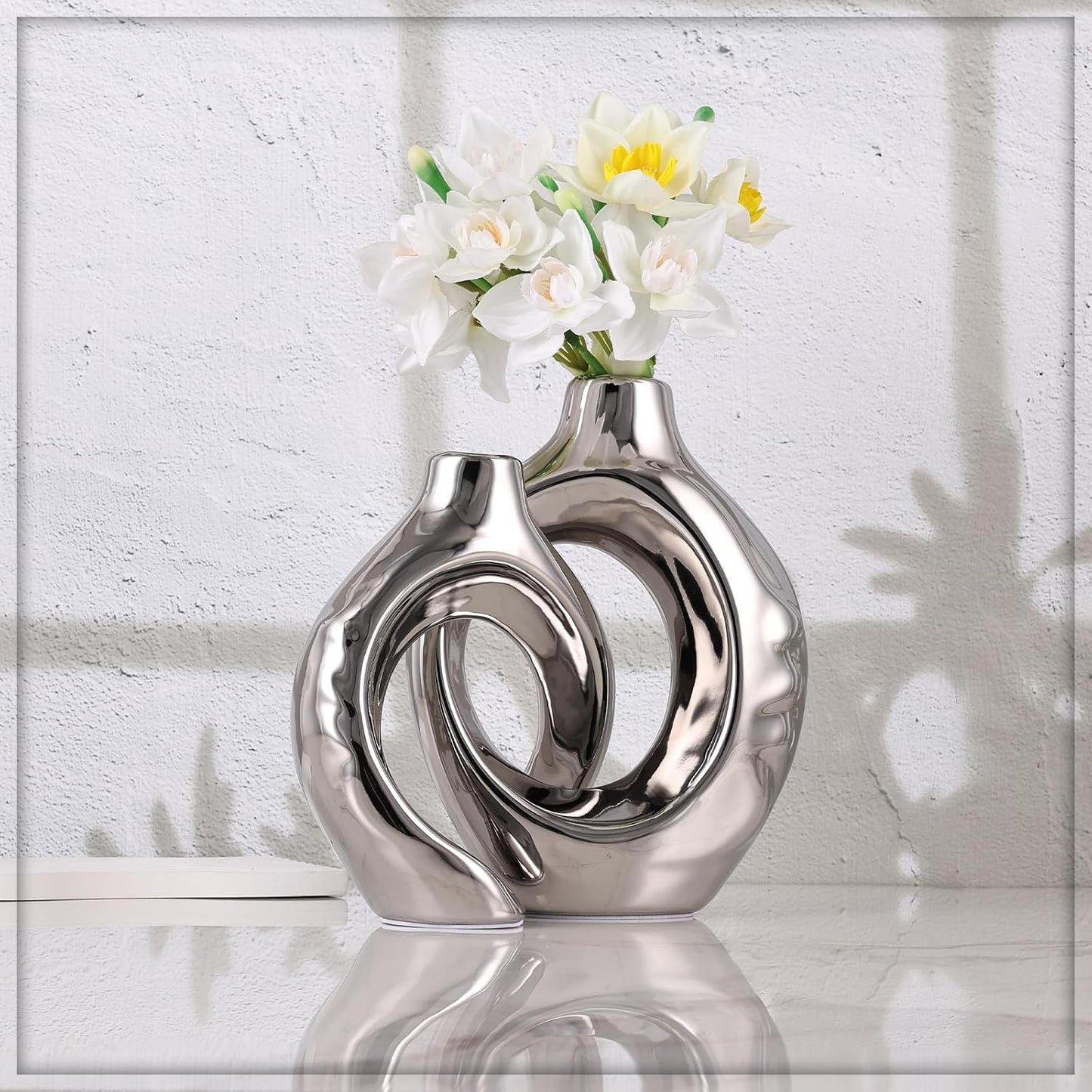 Home Decor Ceramic Vase / Silver / Set of 2