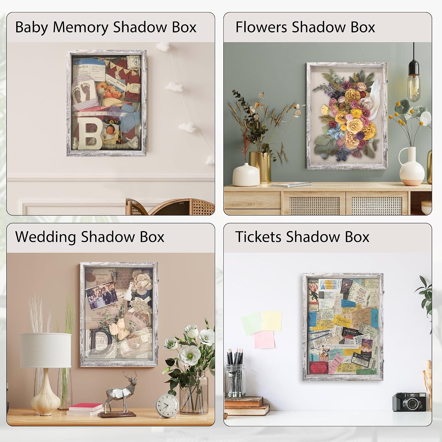 18x24 Extra Large Wedding Bouquet Shadow Box Display Case,White | Large Shadow Box Display Case with Glass Window,Metal