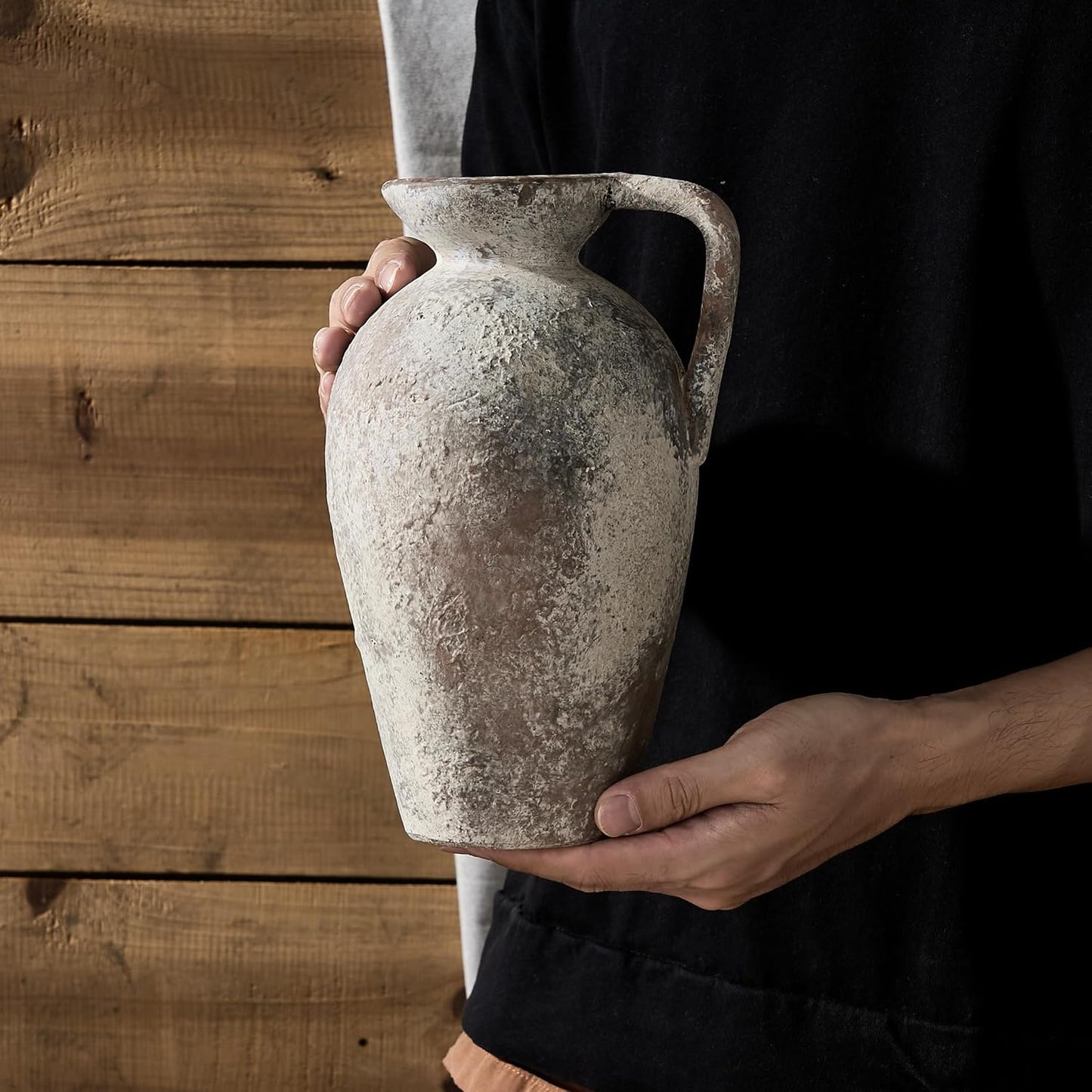 Ceramic Rustic Farmhouse Vase / 9 Inch / Brown / 9.25 Inch