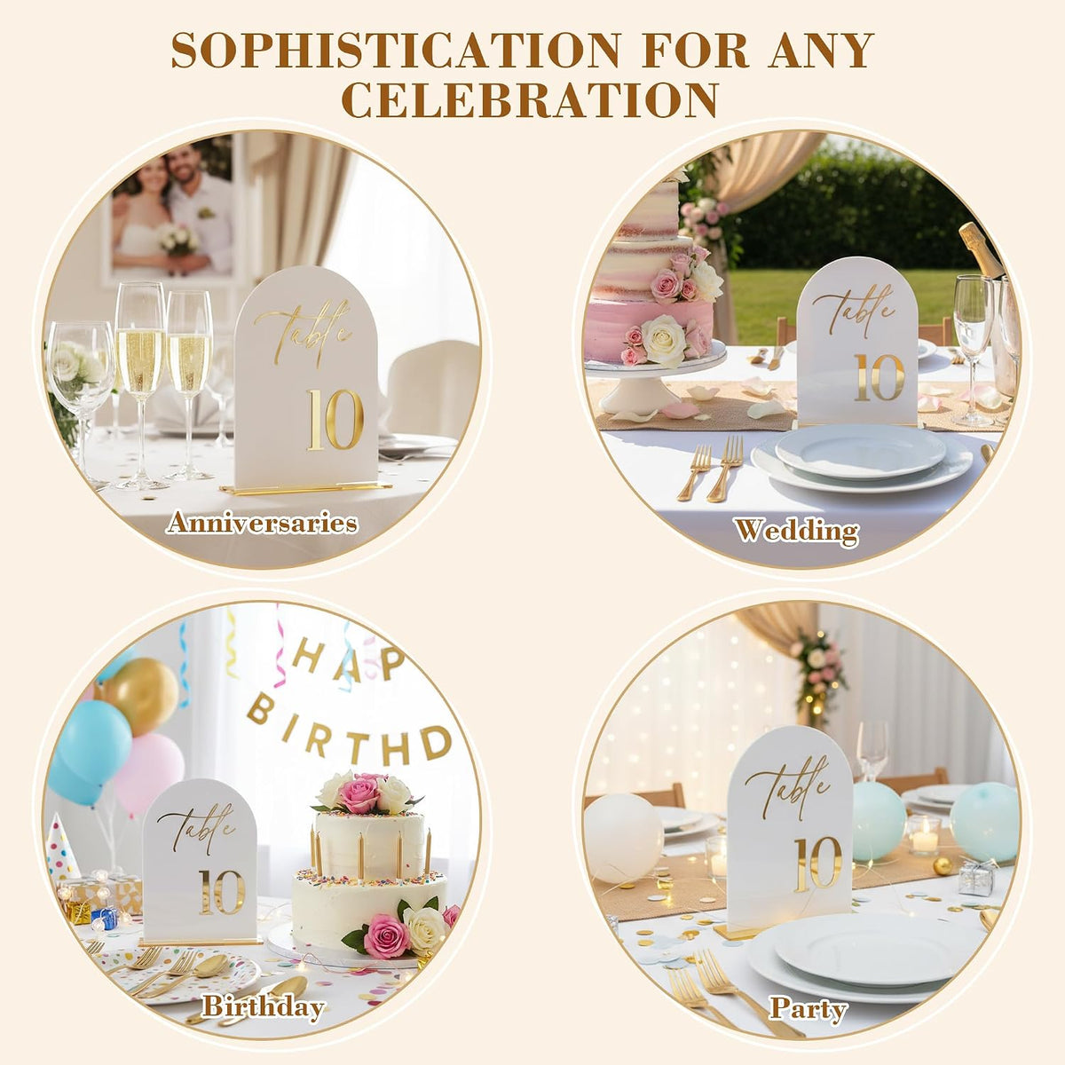 Wedding Table Numbers 1-20 with Stands,5x7 inch Arch Acrylic Table Numbers Signs with Gold Foil Embossed for Wedding
