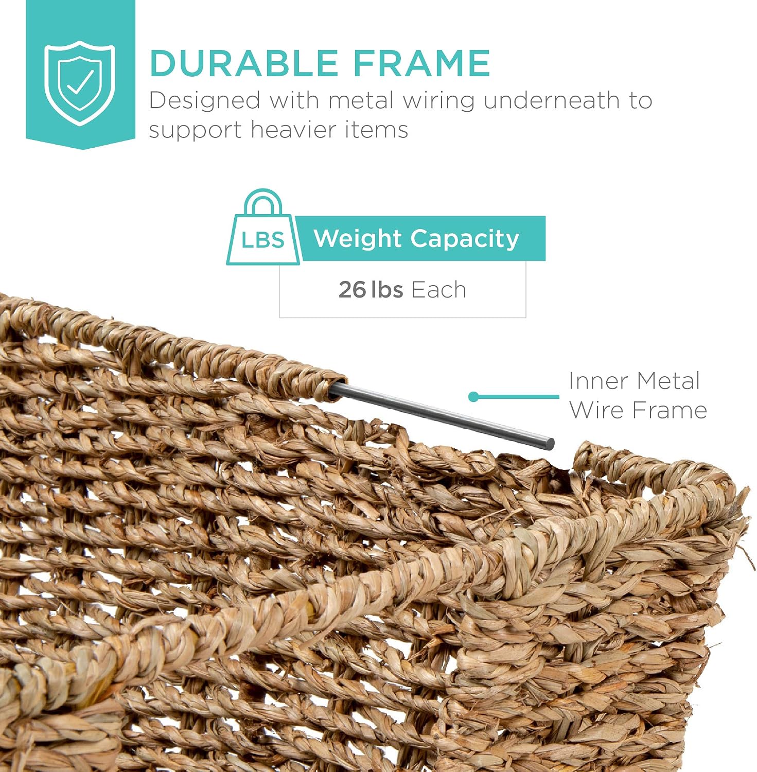Rustic Multipurpose Stackable Seagrass Storage Basket / Natural / Set of 4