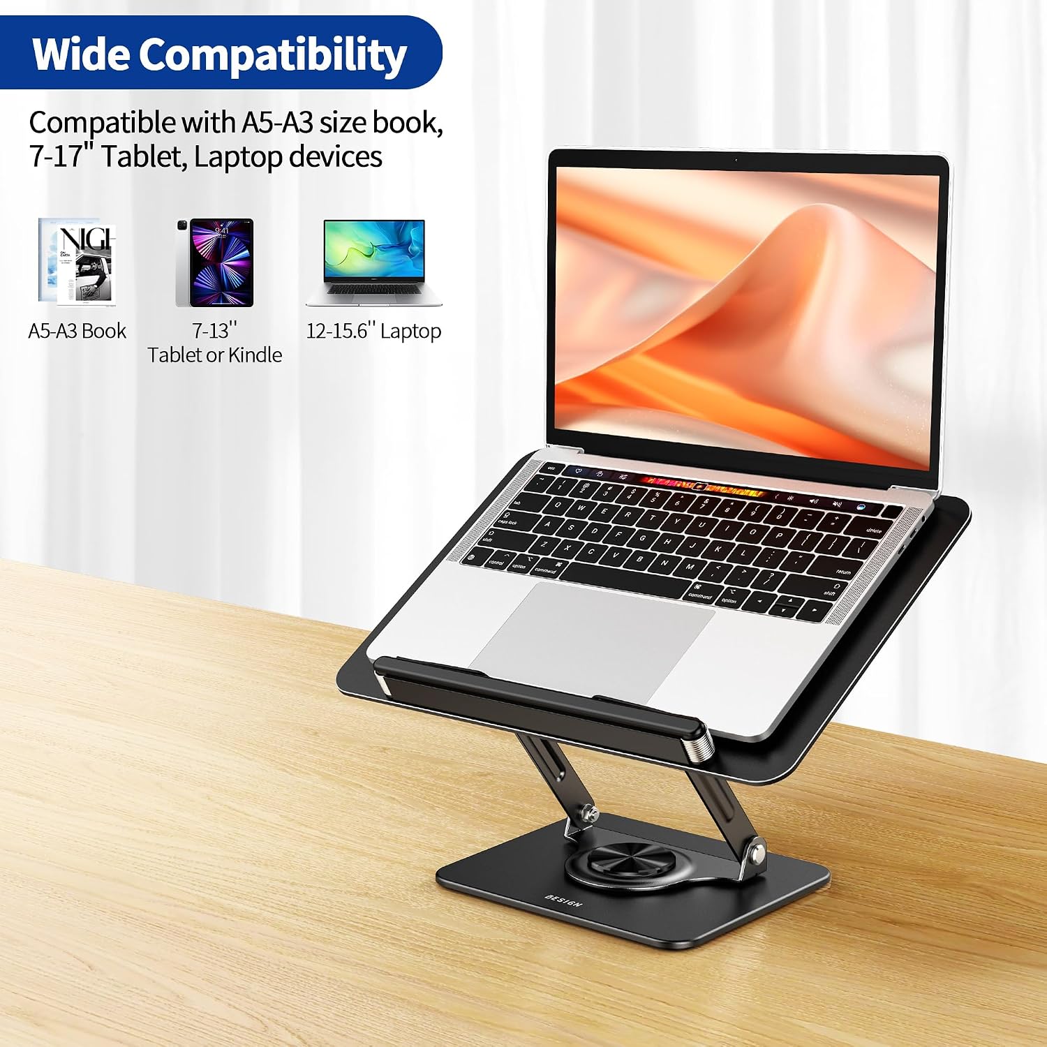 BESIGN BS02 Book Stand for Reading, Adjustable Book Holder, Ergonomic Laptop Stand, Cookbook Stand, Recipe Book Holder