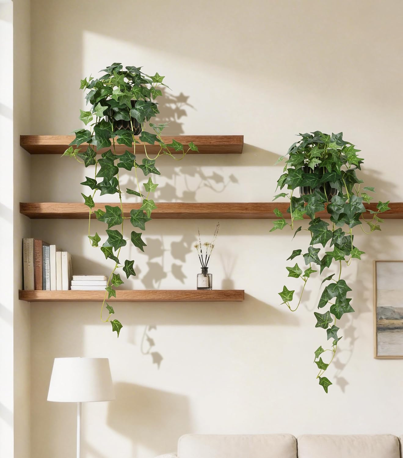 Fake Plants Faux Ivy Plants Potted Indoor Artificial Hanging Plants / Green Ivy Potted / Set of 2