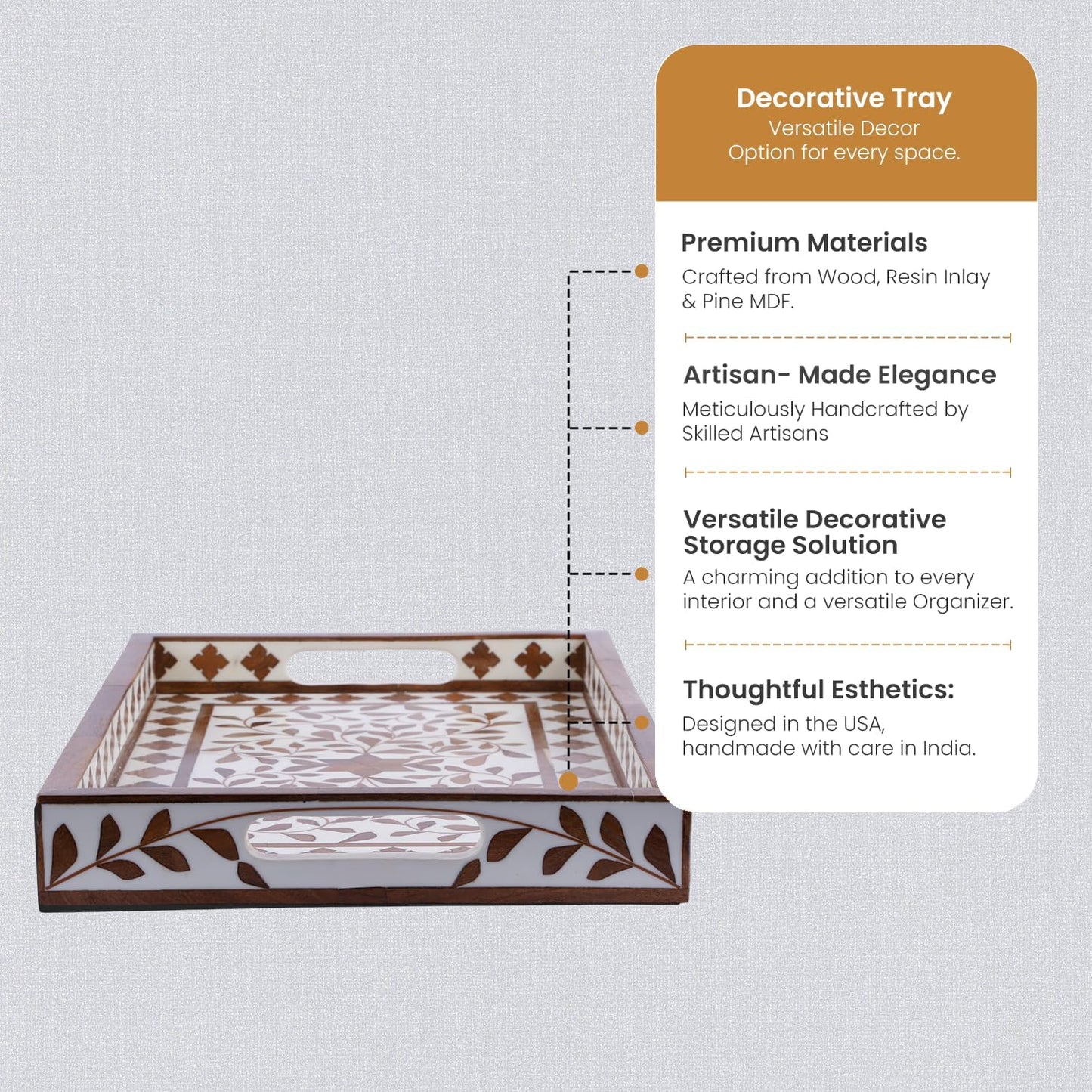 Wood & Resin Inlay Coffee Table Tray / 11 x 17 / Plato