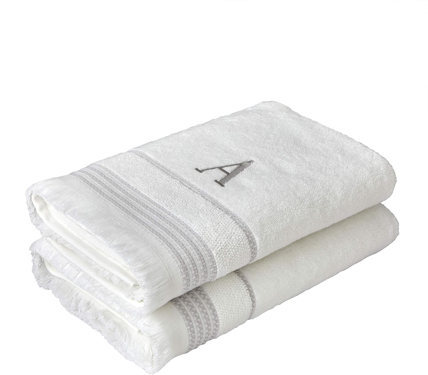 SKL Home Casual Monogram Bath Towel, Embroidered A, White | Available in letters A-Z. Personalized style, great for
