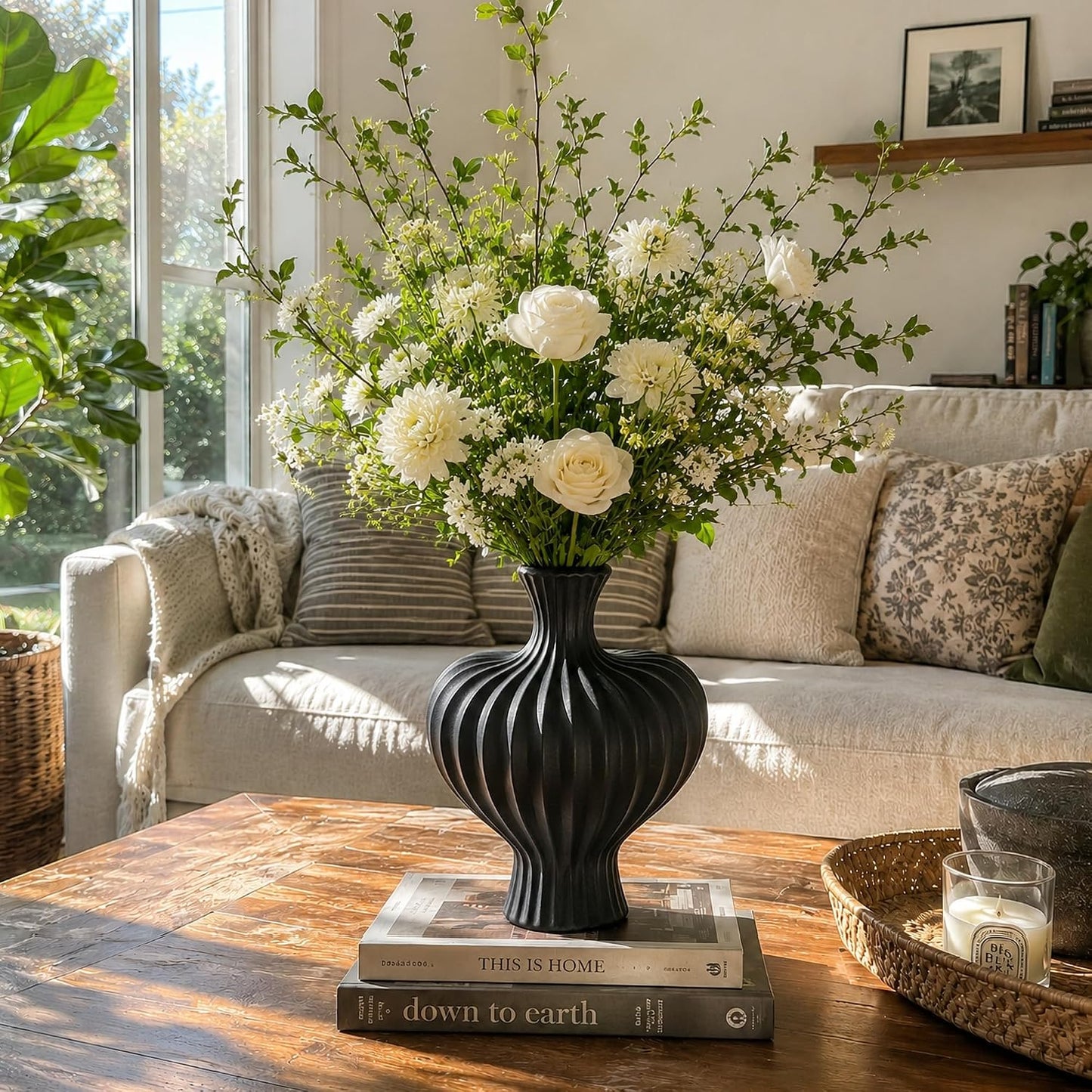 Ceramic Flower Vase Home Decor / 11"h-antique Black