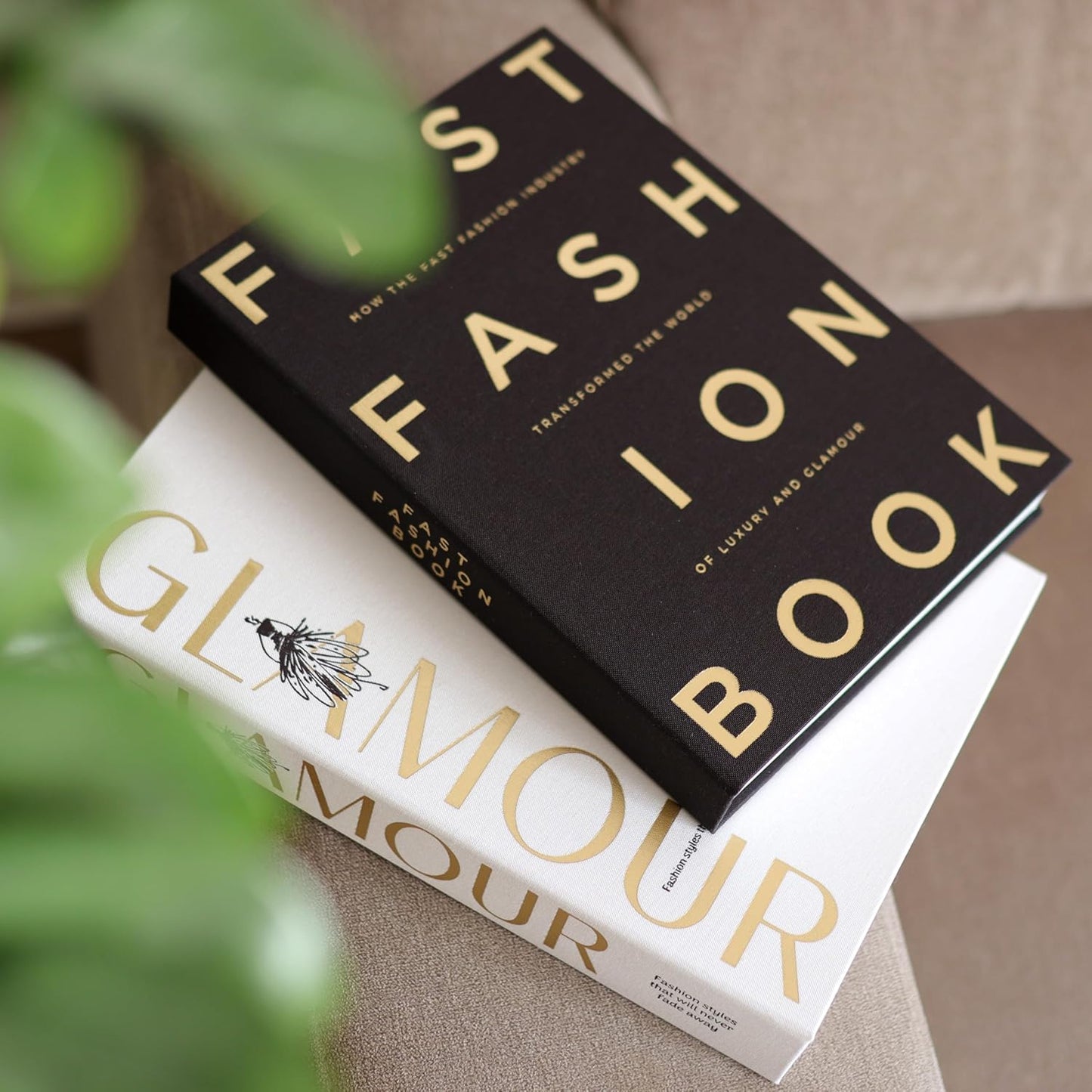 & Ivory Linen Faux Books for Decoration / Glamour + Fast Fashion / Black