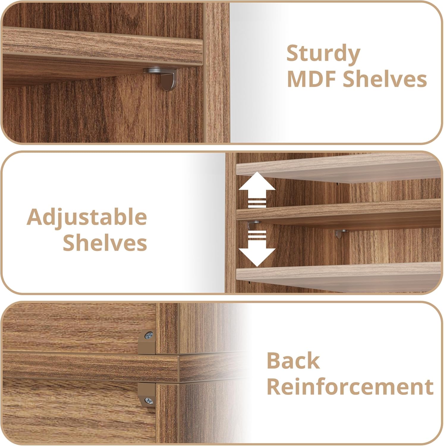 Floor Standing Display Storage Shelves in Tall / Oak Brown / 71 Inch