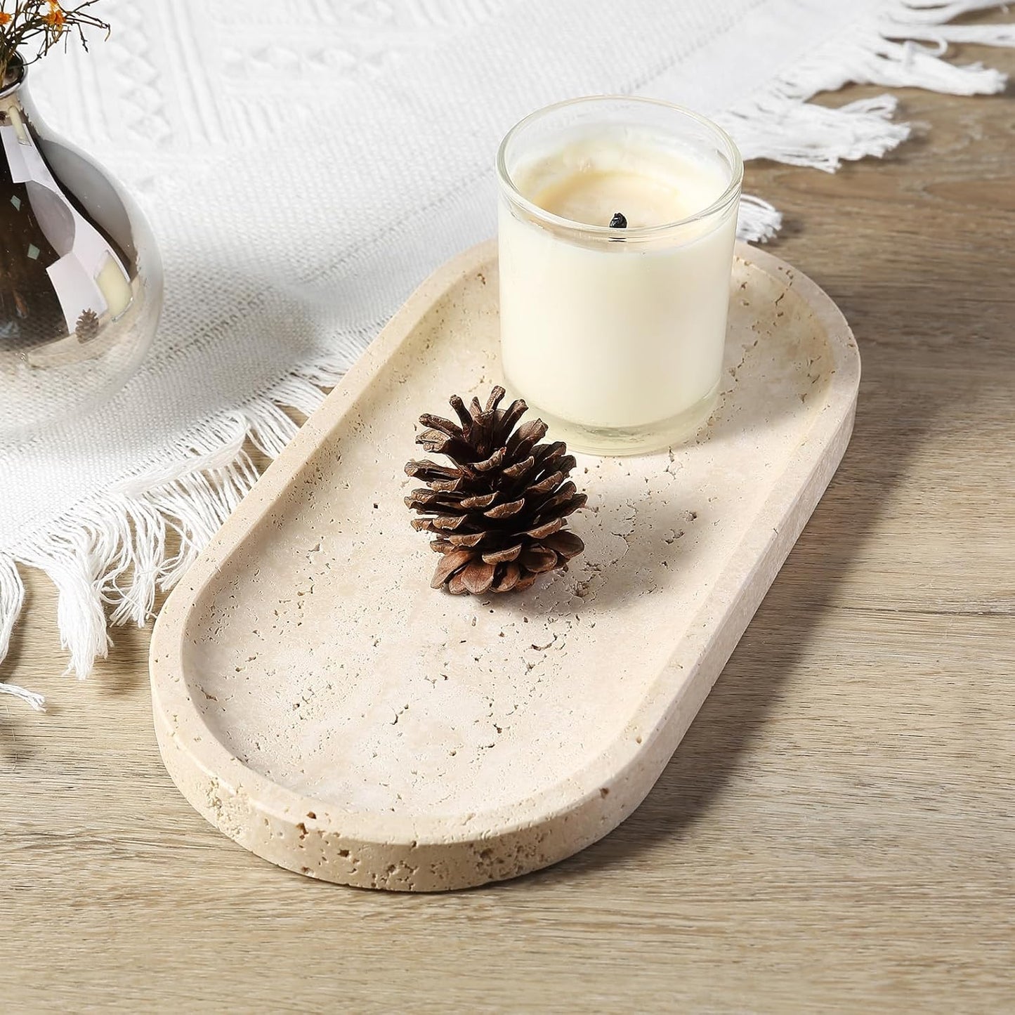 Marble Tray / Marble Storage Trays for Perfume / Travertine / 10 x 5 x 0.7 / Natural