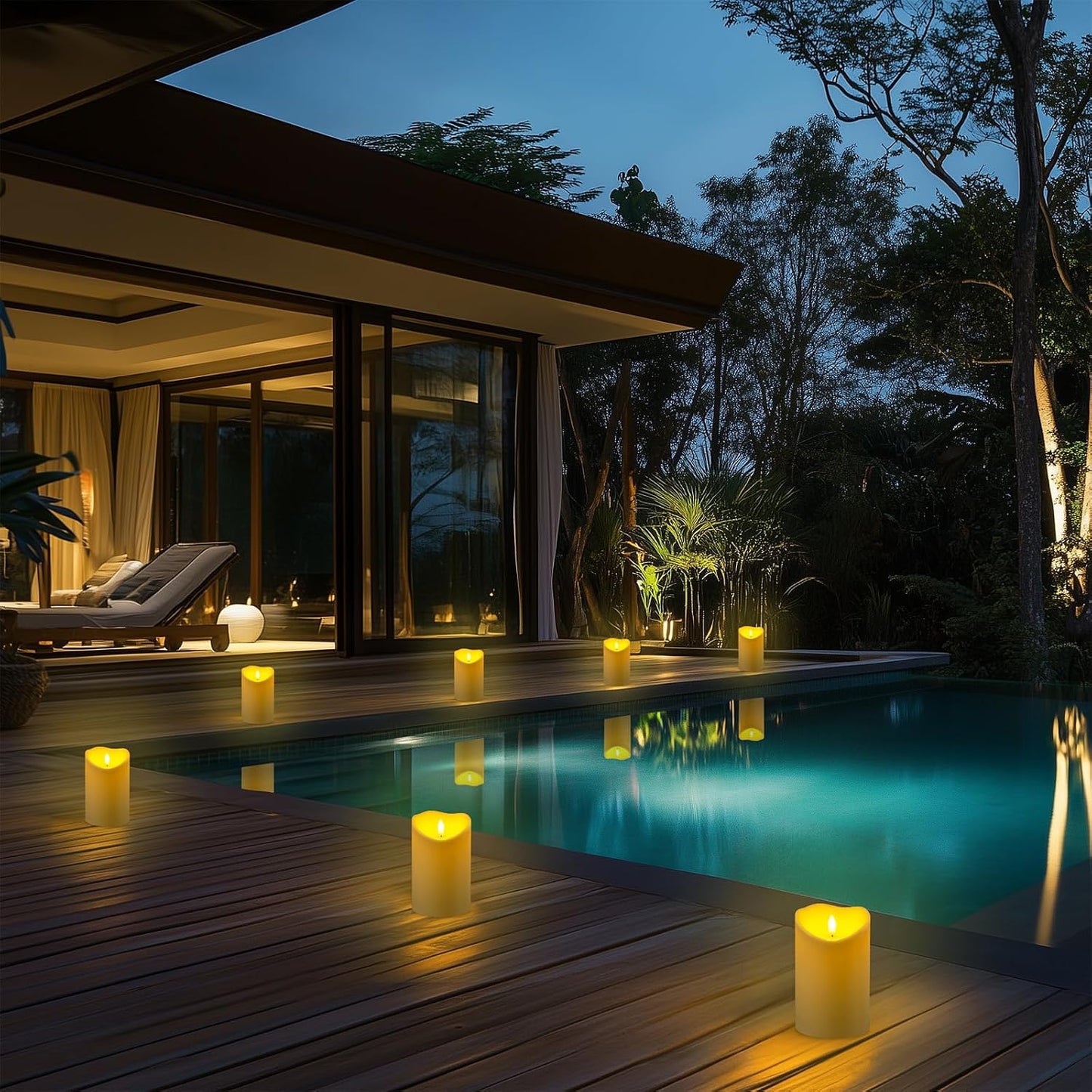 Homemory 4"x6" Outdoor Waterproof Flameless Candles with Timers and Remote Control, Battery Operated Candles, LED