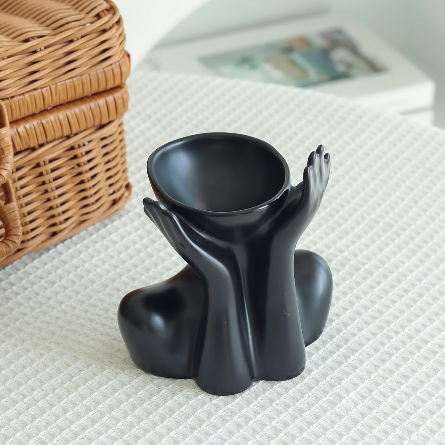 Black Hands Ceramic Vase / Echo-black