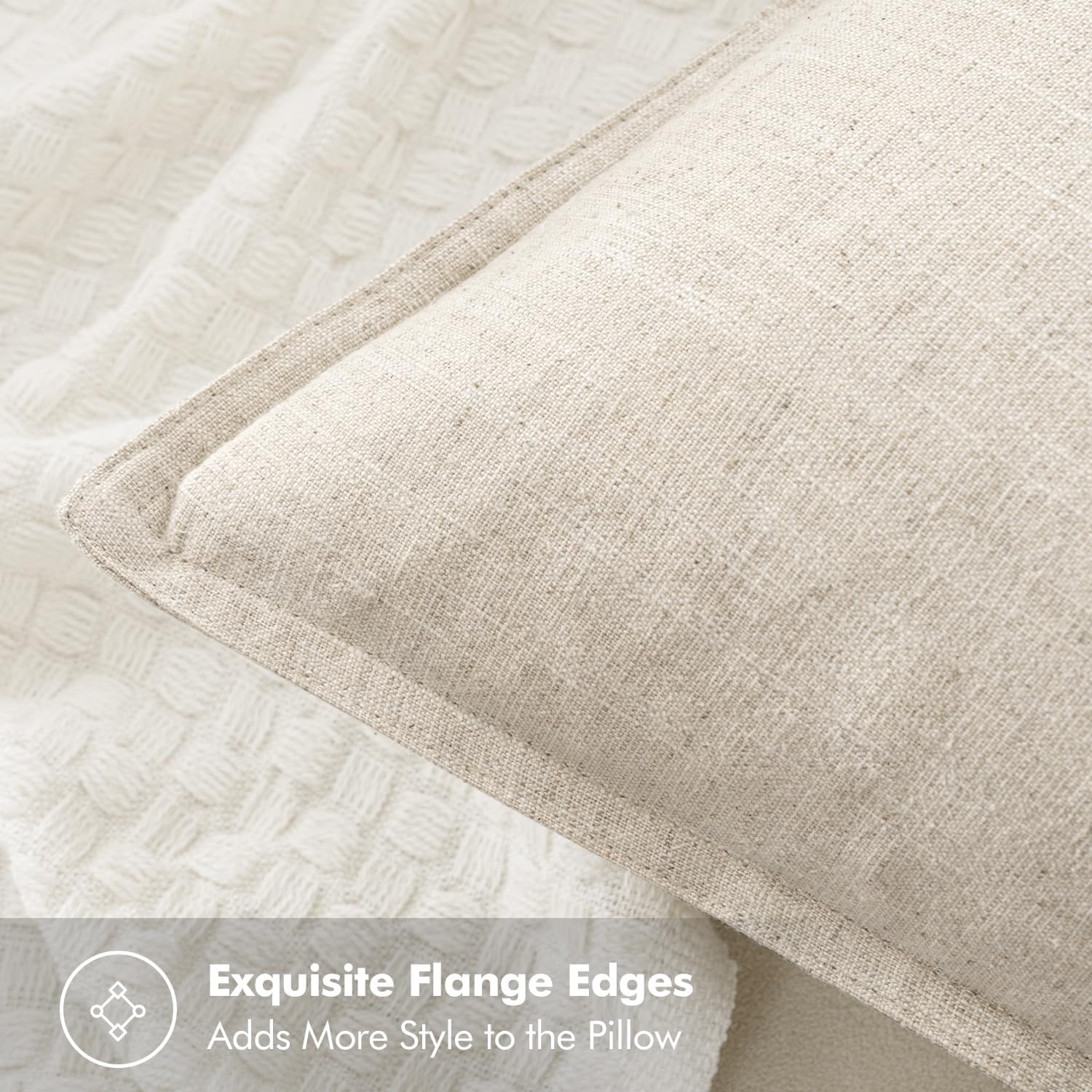 Decorative Linen Pillow Covers Boho Farmhouse Neutral Couch / 20 x 20 / Natural Beige / Set of 2