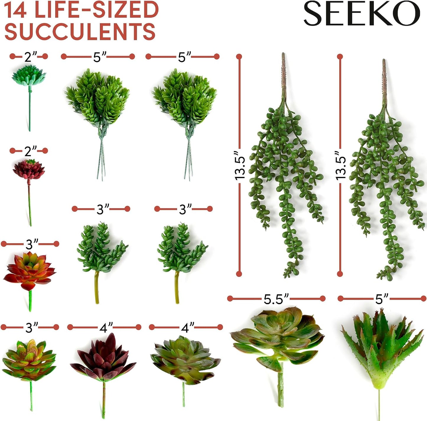 Succulents Plants Artificial Realistic Fake Succulents Faux / Set of 14