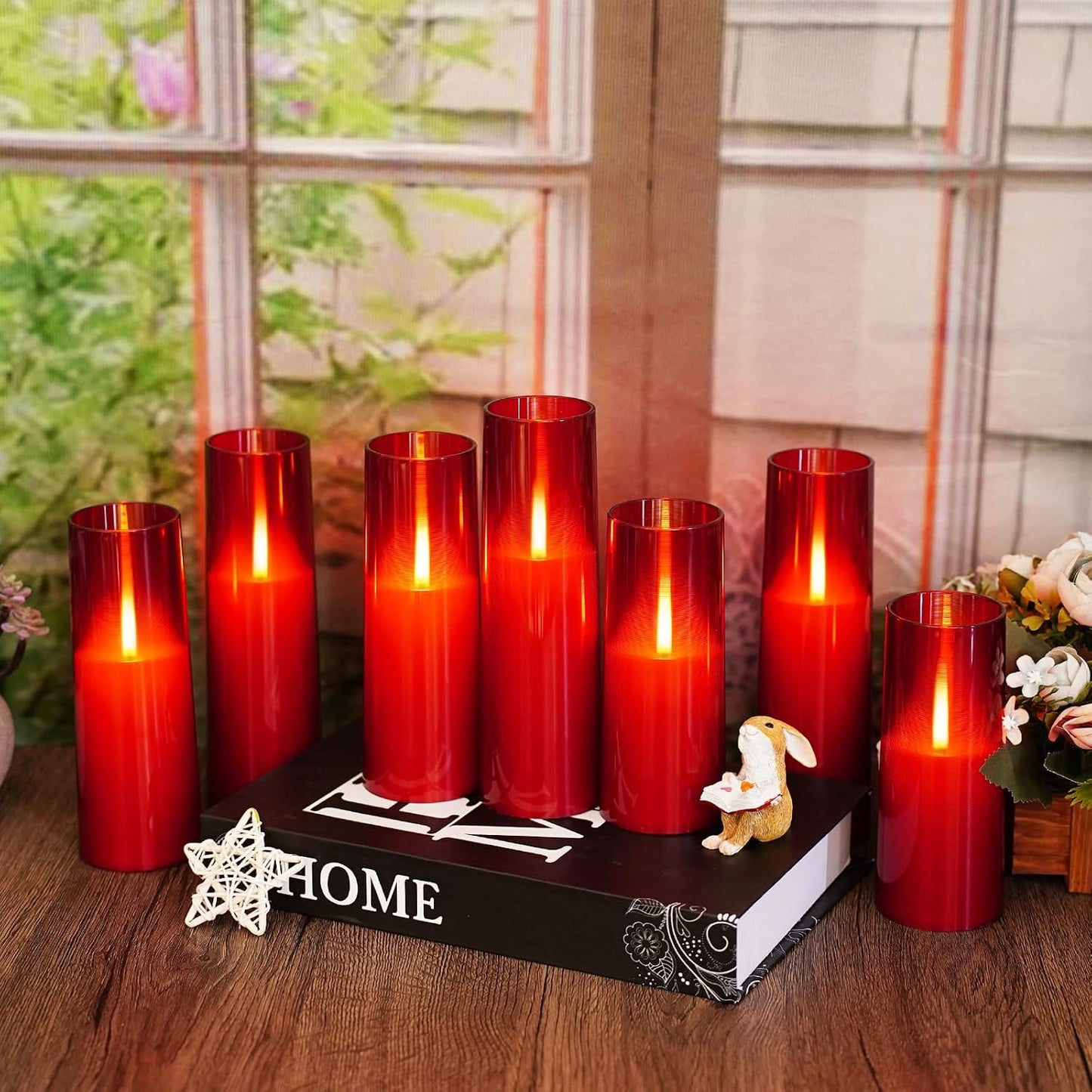 kakoya Flameless LED Candles Upgraded Realistic Flickering Flame,7Pcs Battery Operated Candles with Remote Timers,LED