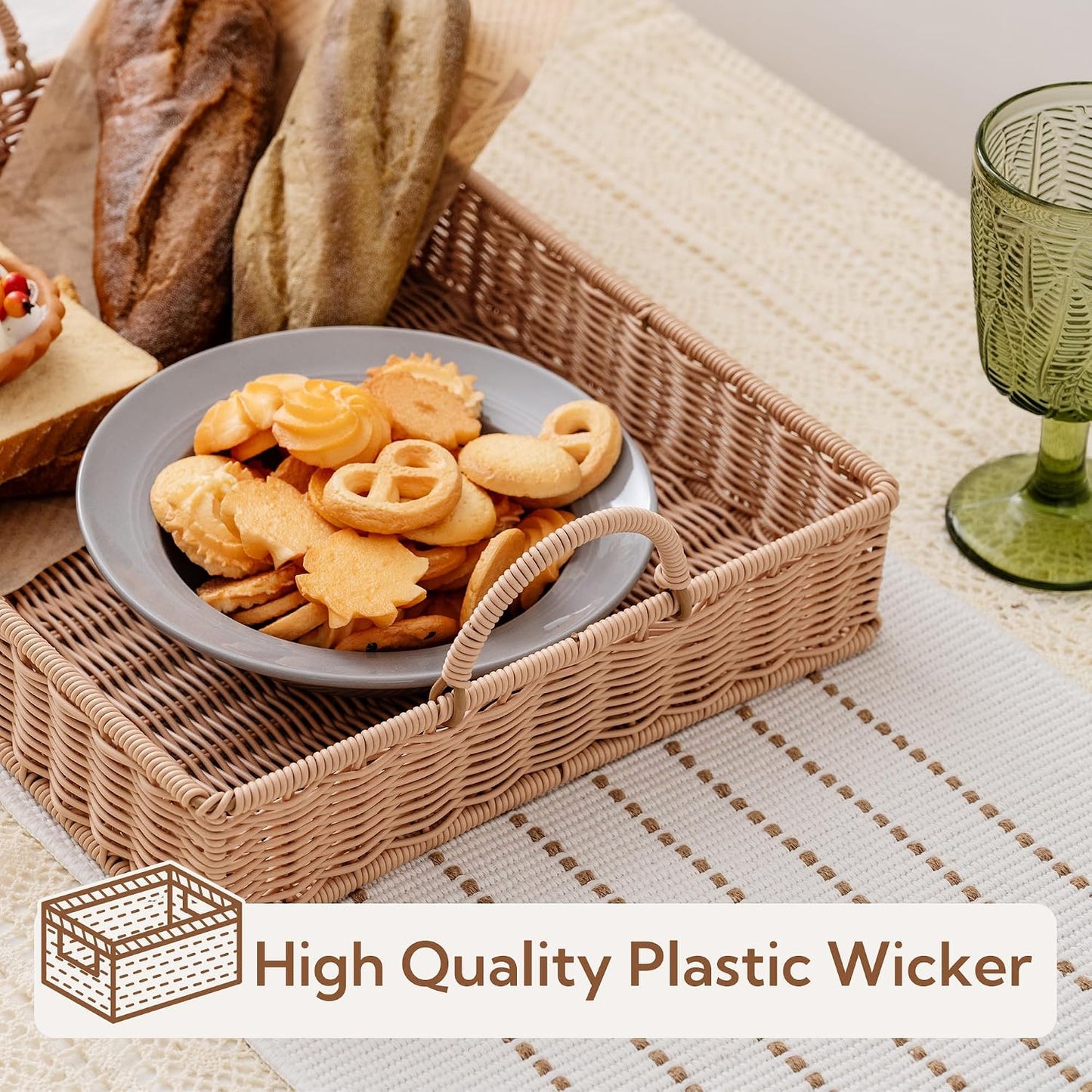 Wicker Serving Trays / Nude Color
