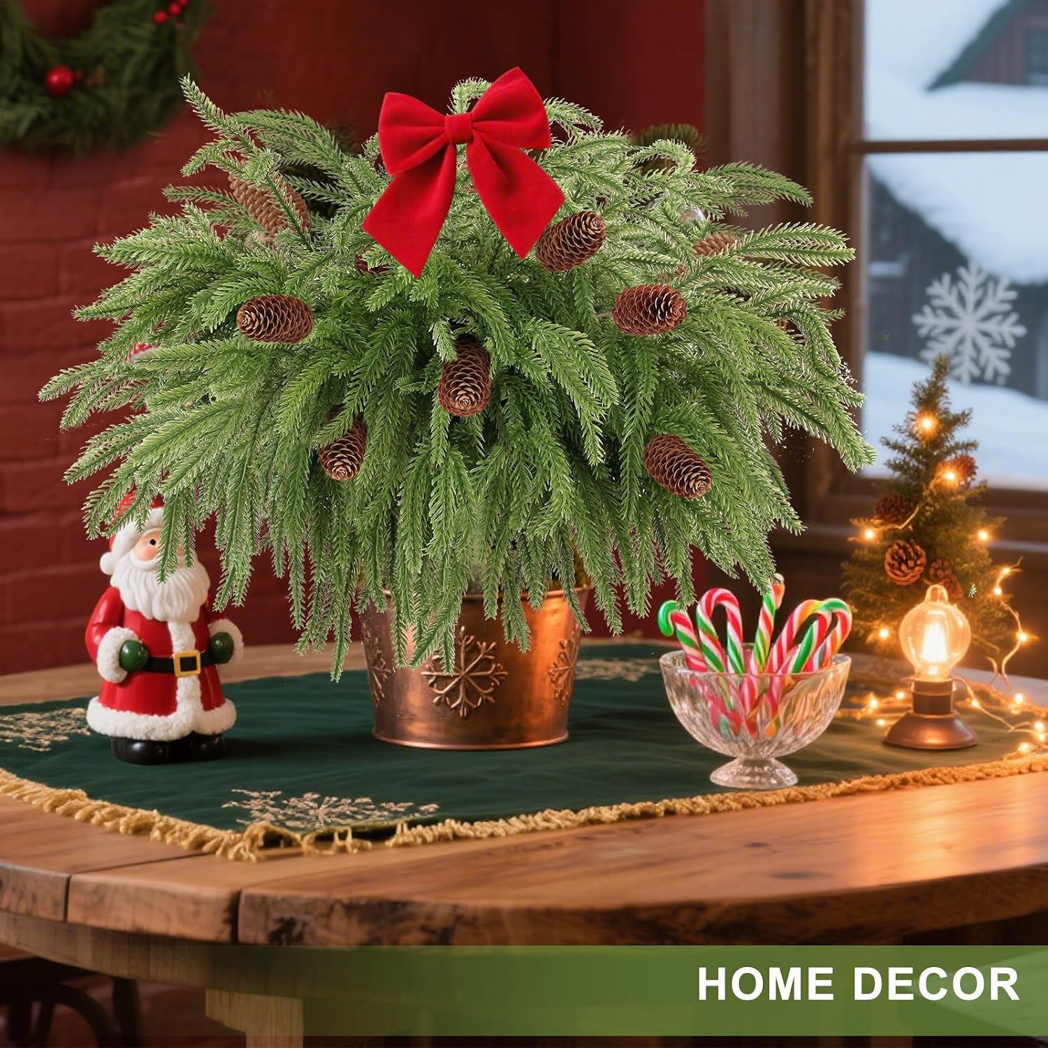 Christmas Norfolk Pine Branches / Pinecone Pick / Set of 18
