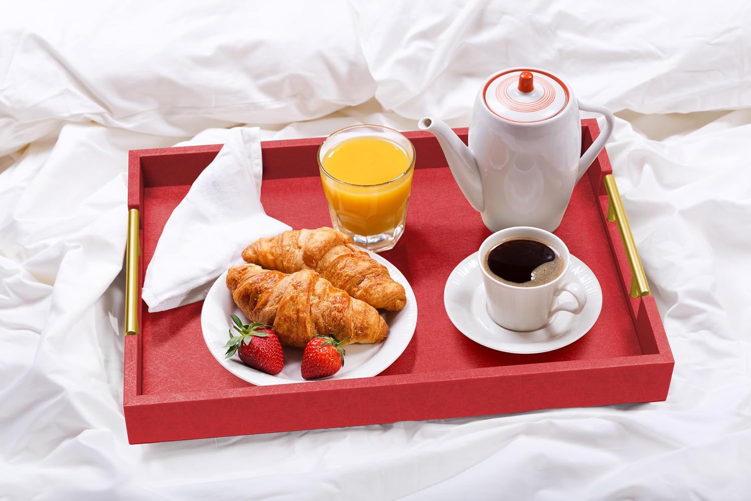 17"" x 12"" Wood Serving Tray / Red / 17 x 12 x 1.8