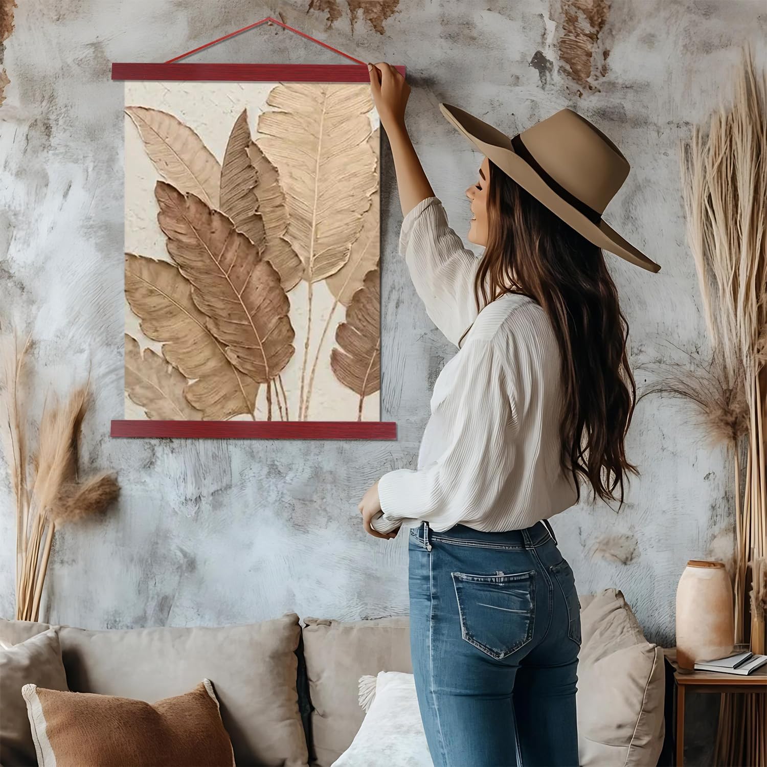 Artmag Magnetic Poster Hanger Frame, 40x27 40x30 40x60 Light Wood Wooden Magnet Canvas Artwork Print Poster Hangers