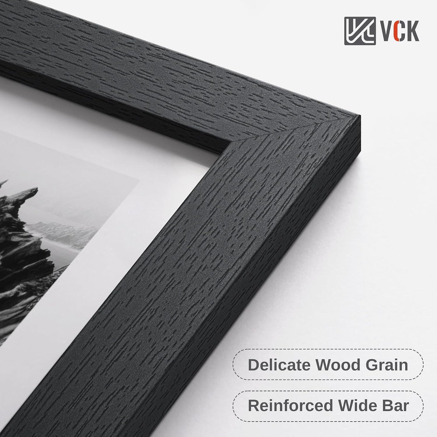 VCK 20x30 Frame 3 Pack - Black Textured Wood Wall Poster Frames 20 x 30 | 20 x 30 picture frame, plexiglass, 1.1 inch