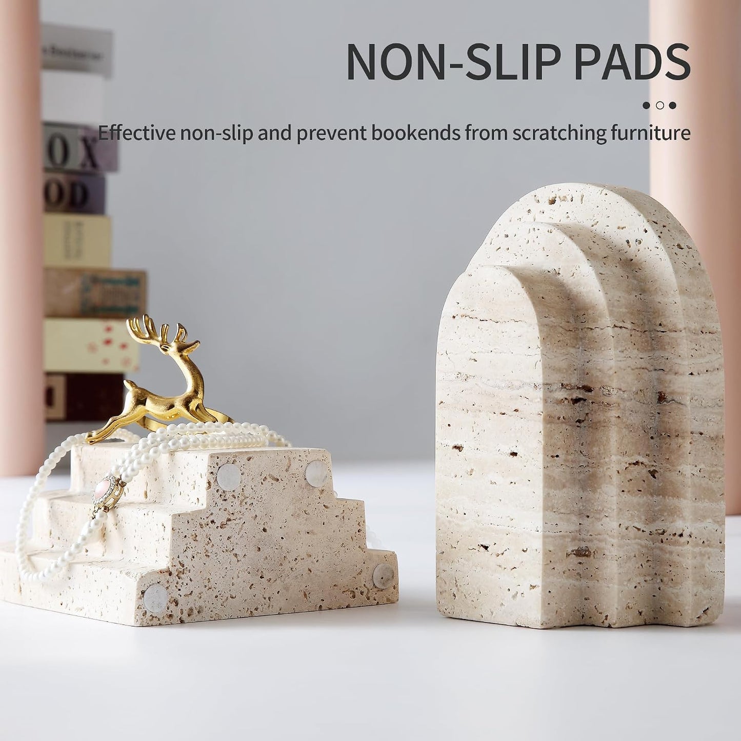 Travertine Book Ends / Natural