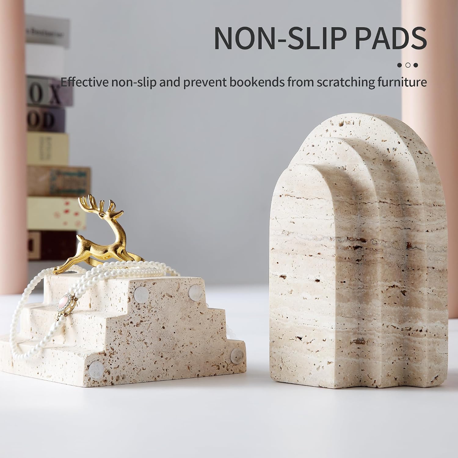 Travertine Book Ends / Natural