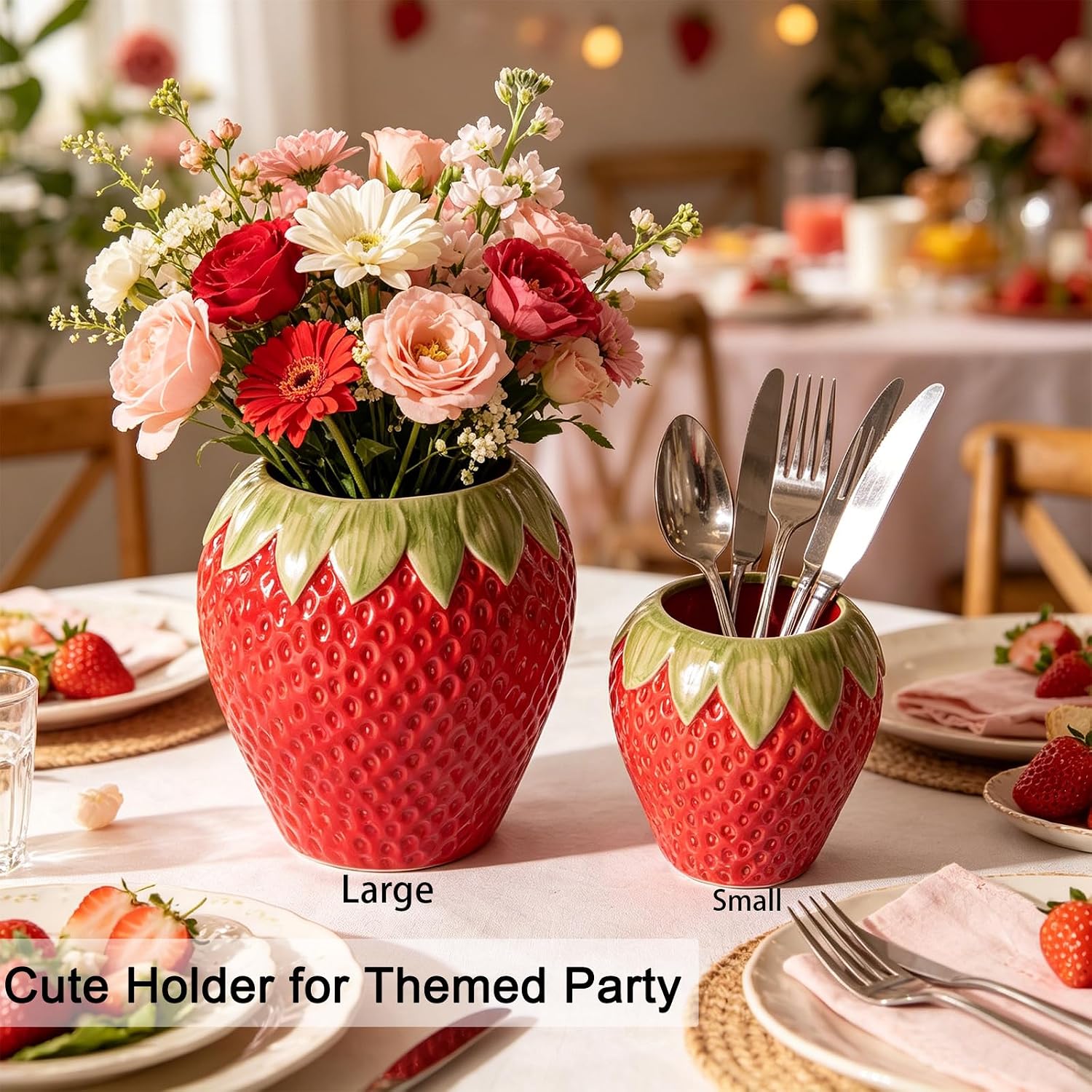 Ceramic Strawberry Vase / Red / Medium-5.1