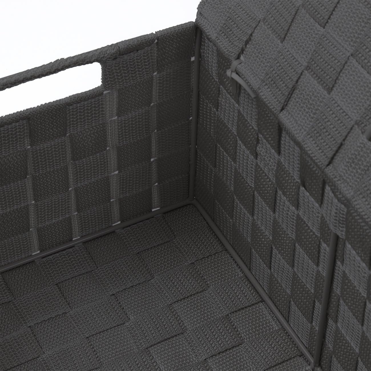 Hand-Woven Storage Baskets / Lid Bins / Gray / Set of 3