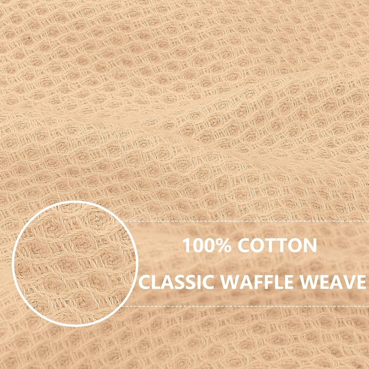 Homaxy 100% Cotton Waffle Weave Kitchen Dish Towels 12-Pack, Apricot | 13 x 28 Inches, Ultra Soft Absorbent Dish