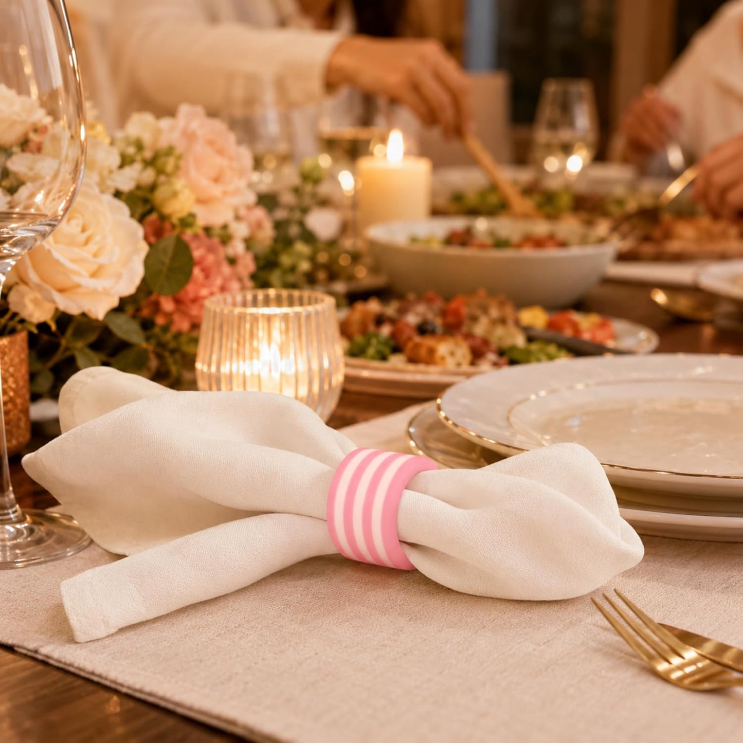 Pink Resin Napkin Rings for Weddings, Set of 12 | Epoxy resin, elegant pink finish, 2x2x1 in., cloth napkin compatible