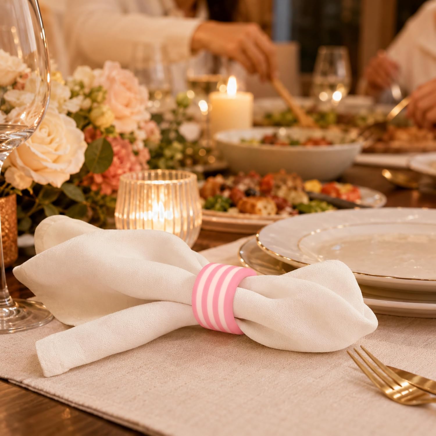 Pink Resin Napkin Rings for Weddings, Set of 12 | Epoxy resin, elegant pink finish, 2x2x1 in., cloth napkin compatible