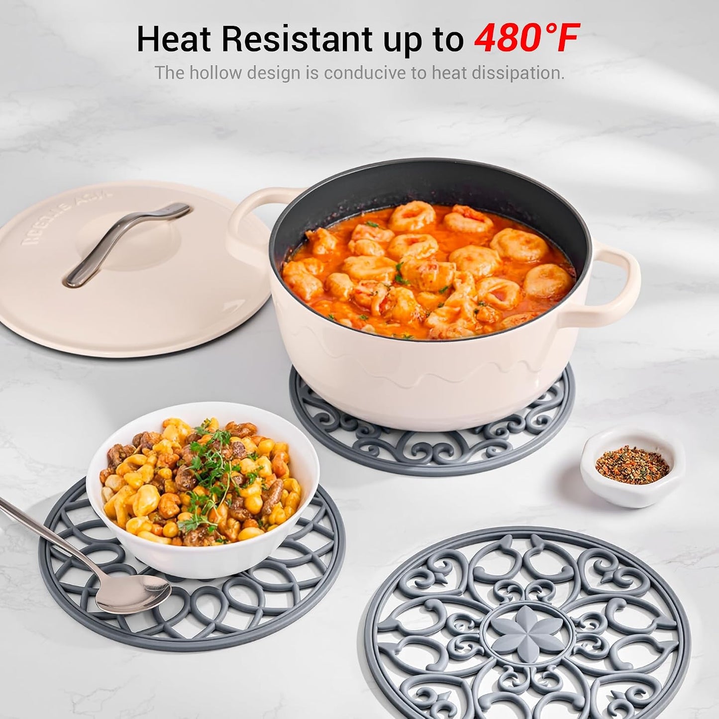 Heat Resistant Pots and Pans Holders / 02-grey / Set of 6