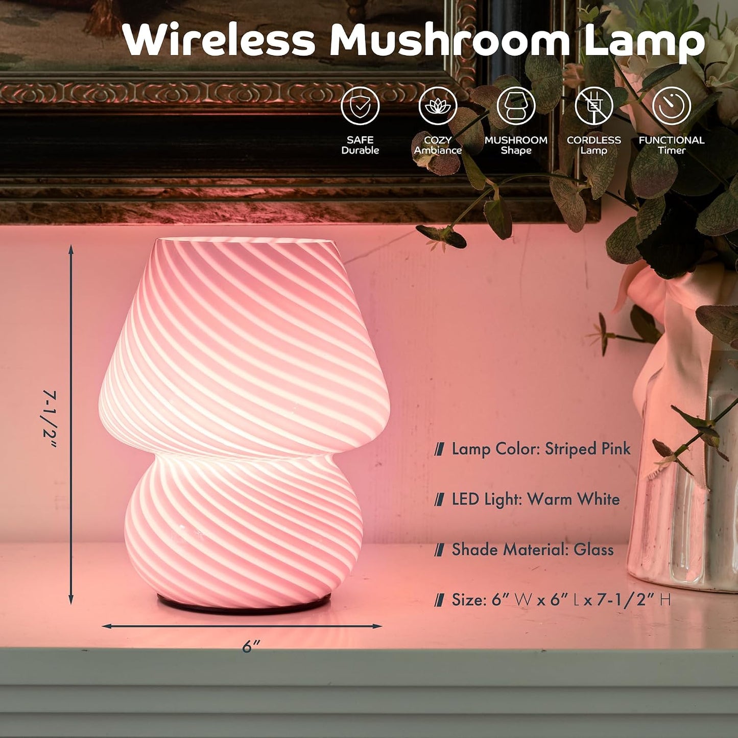 Vintage Small Table Lamp / Pink