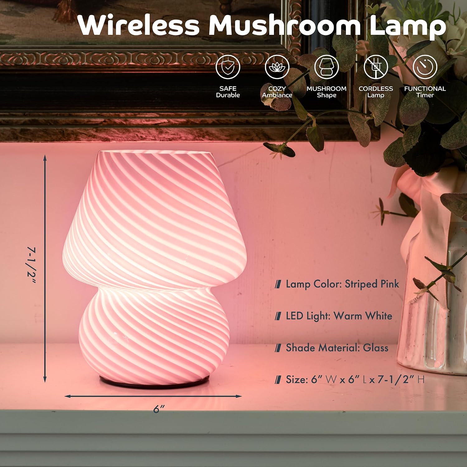 Vintage Small Table Lamp / Pink