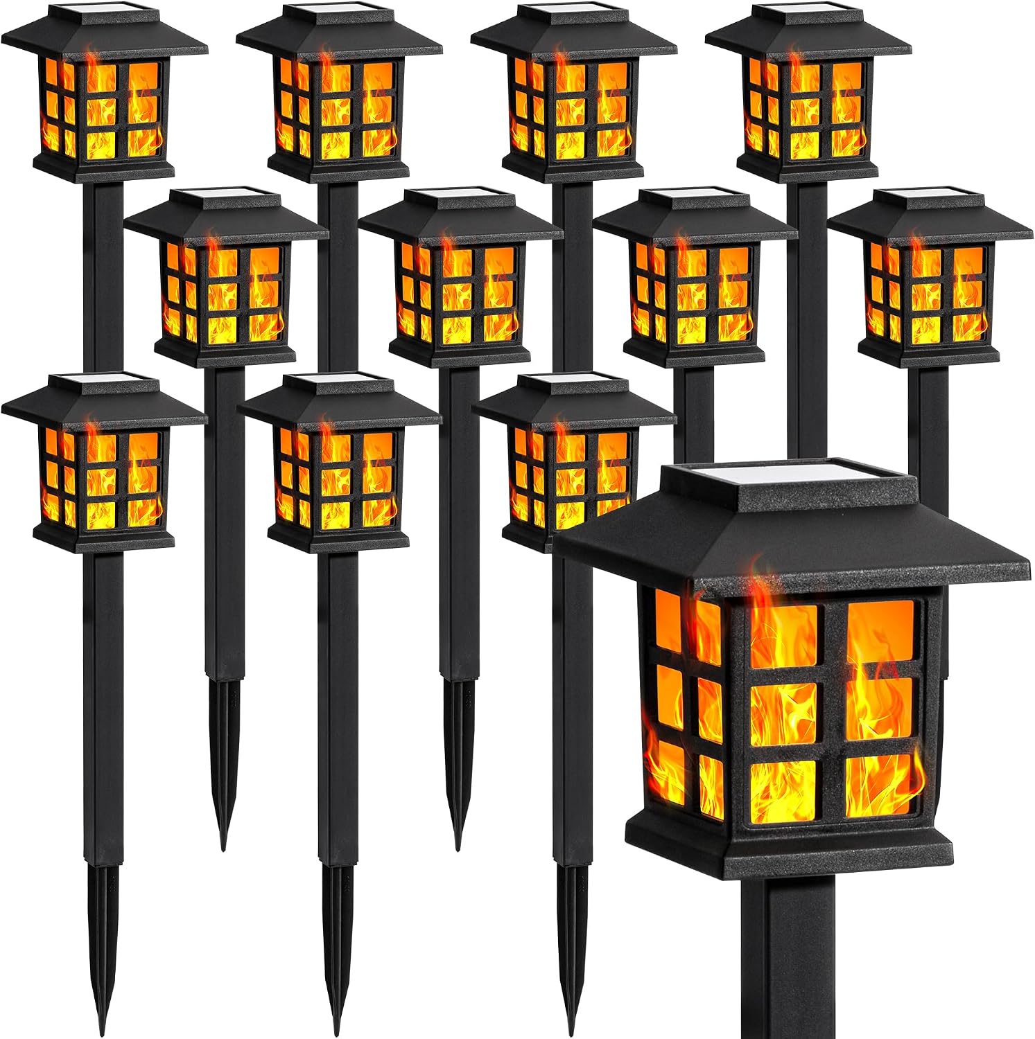 GIGALUMI Solar Lights Outdoor Waterproof 12 Pack, LED Garden Decor