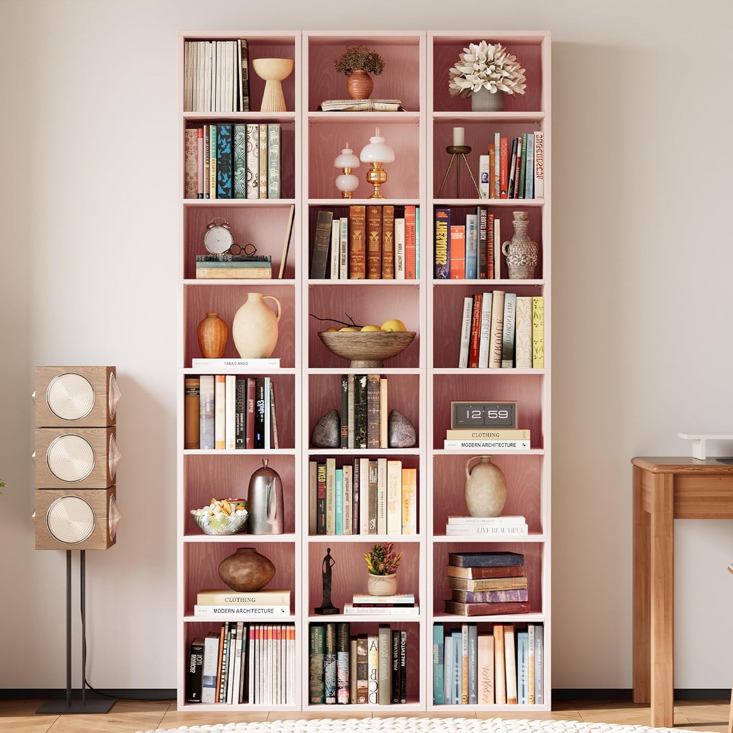 Floor Standing Display Storage Shelves in Tall / Pink / 71 Inch