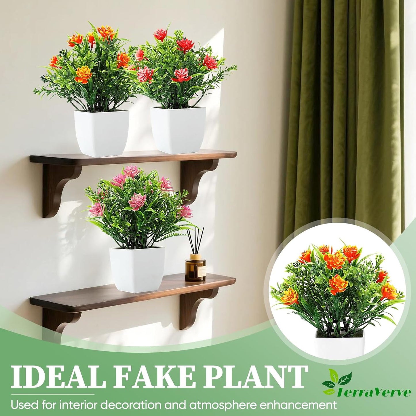 Mini Faux Plants Spring-Inspired Artificial Flower Pots / Bright Red + Purple / Set of 4