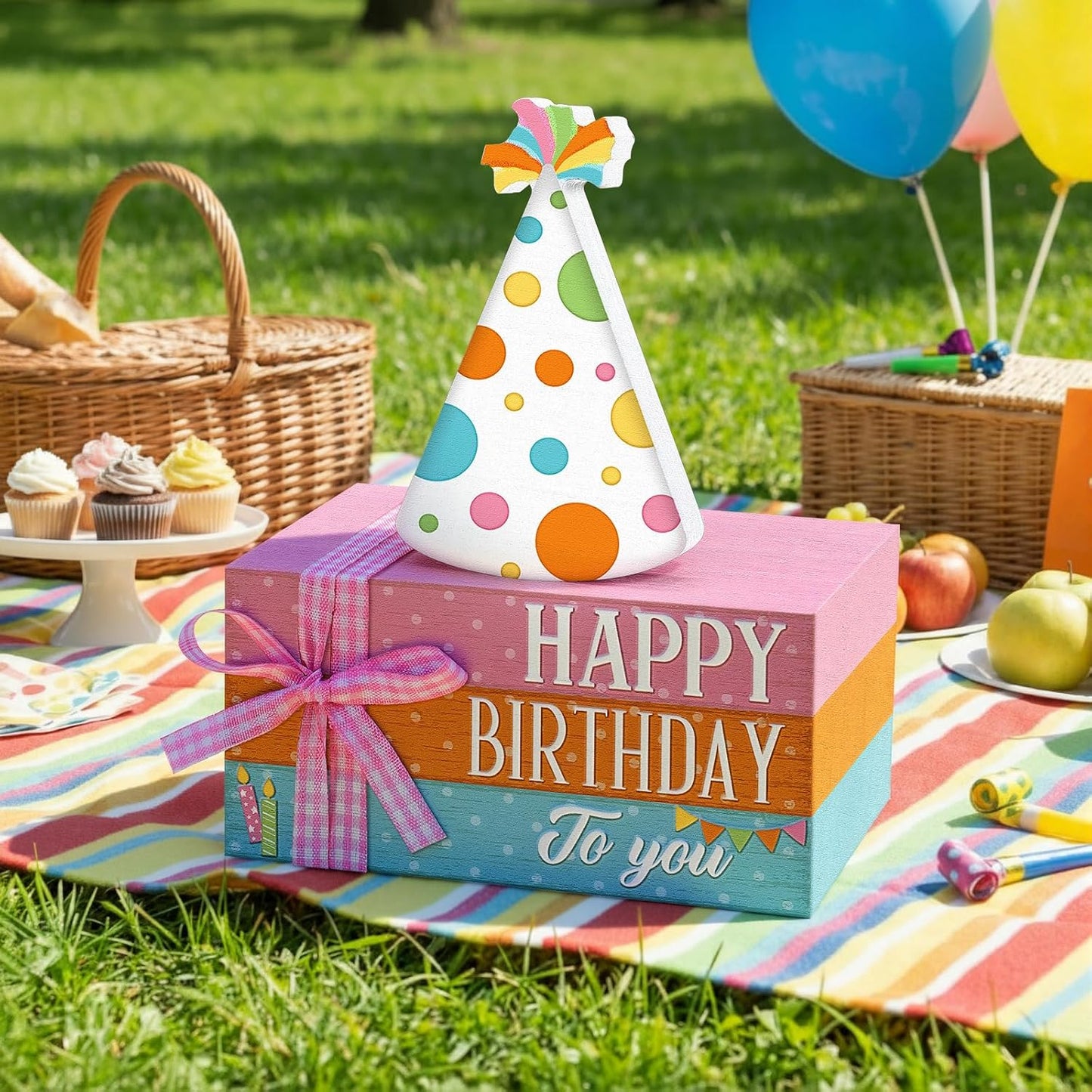 Wooden Book Stack Decor / Birthday / Set of 4