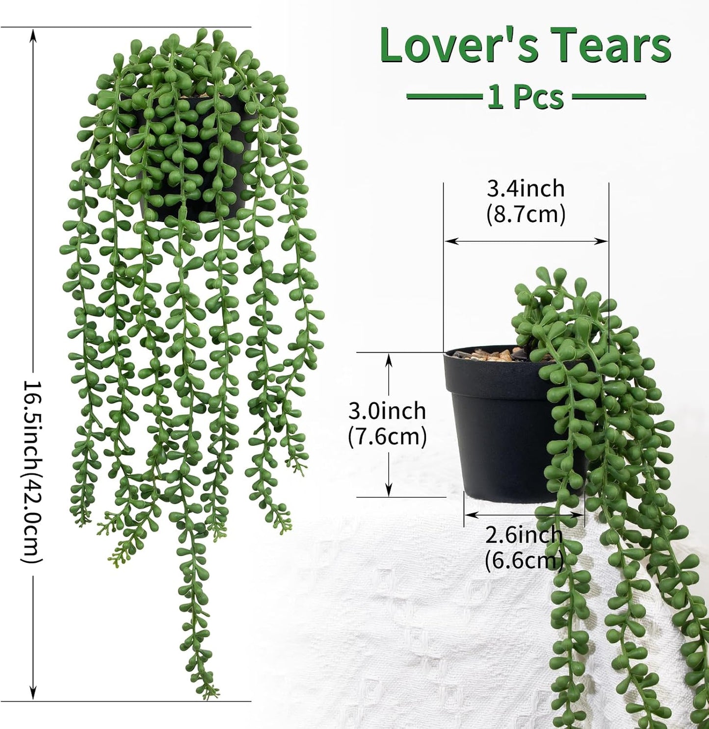 Lifelike Artificial Plant / String of Pearls / Black / Set of 2
