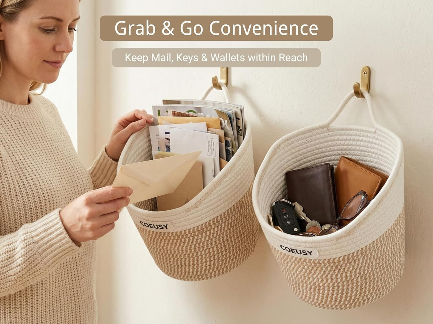 Boho Wall Basket Hanging / Set of 2