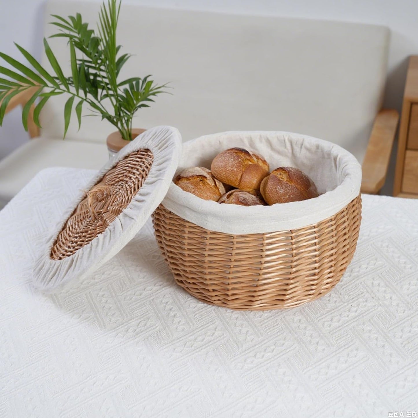 Wicker Bread Basket Serving / Round