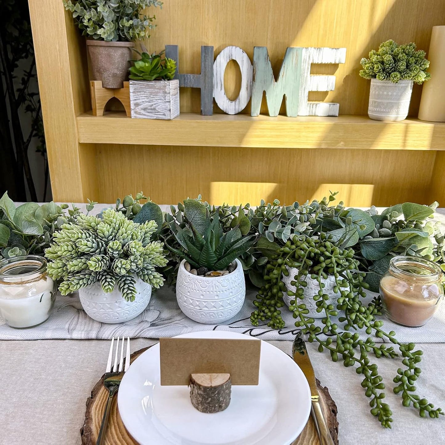 Assorted Small Potted Succulent Plants Artificial Aloe Hanging Succulent / White / Set of 3