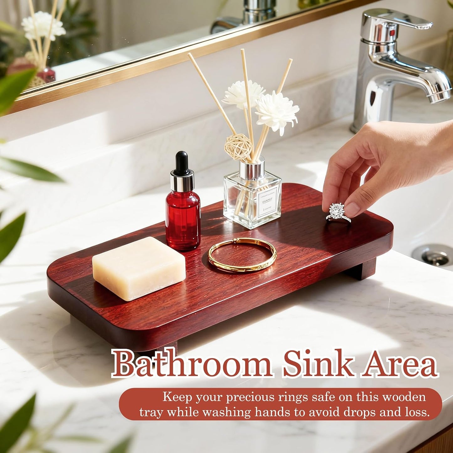 Farmhouse Decorative Tray Soap Holder / Red Brown / M:10*6