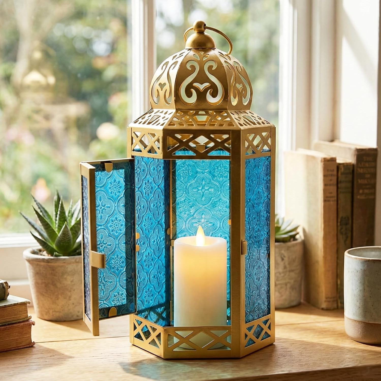 VELA LANTERNS 6-Pack Gold Metal Moroccan Decorative Candle Lantern Holder for Hanging or Table Centerpieces, Exotic