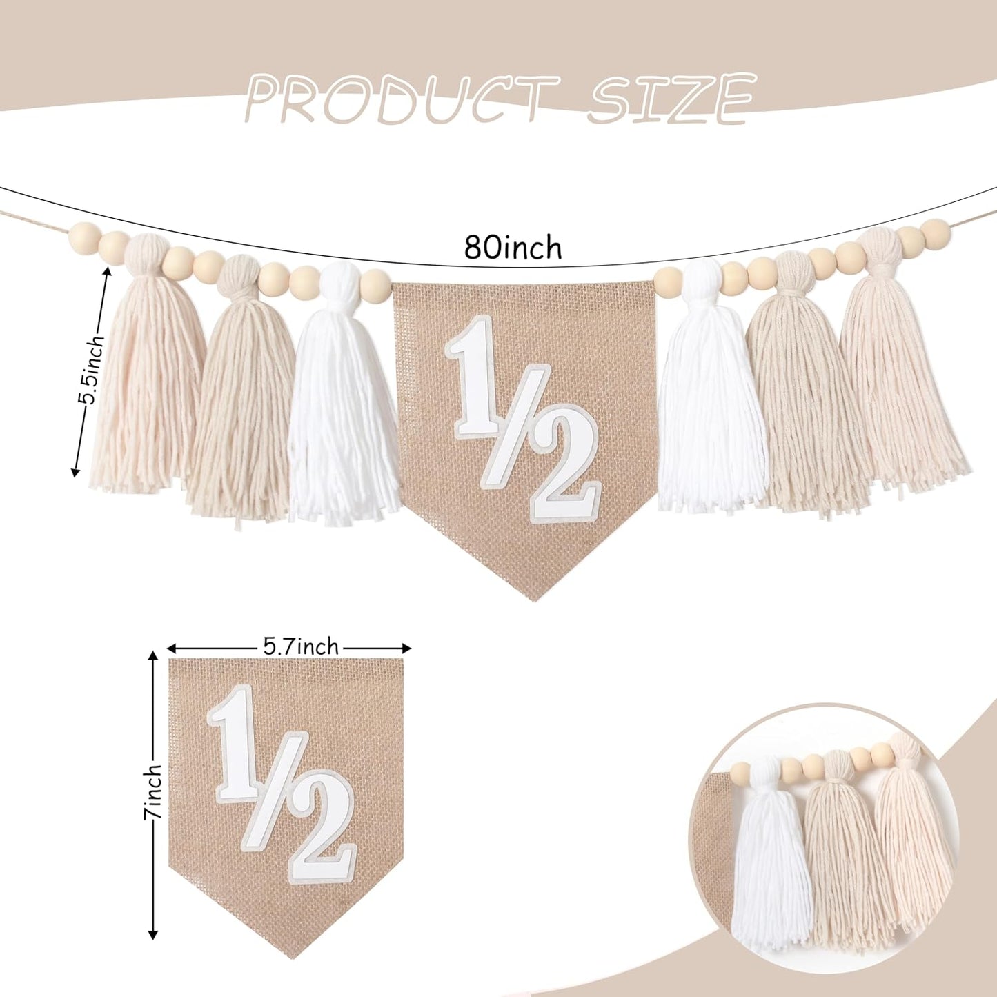 Wood Bead Tassel Garland / White