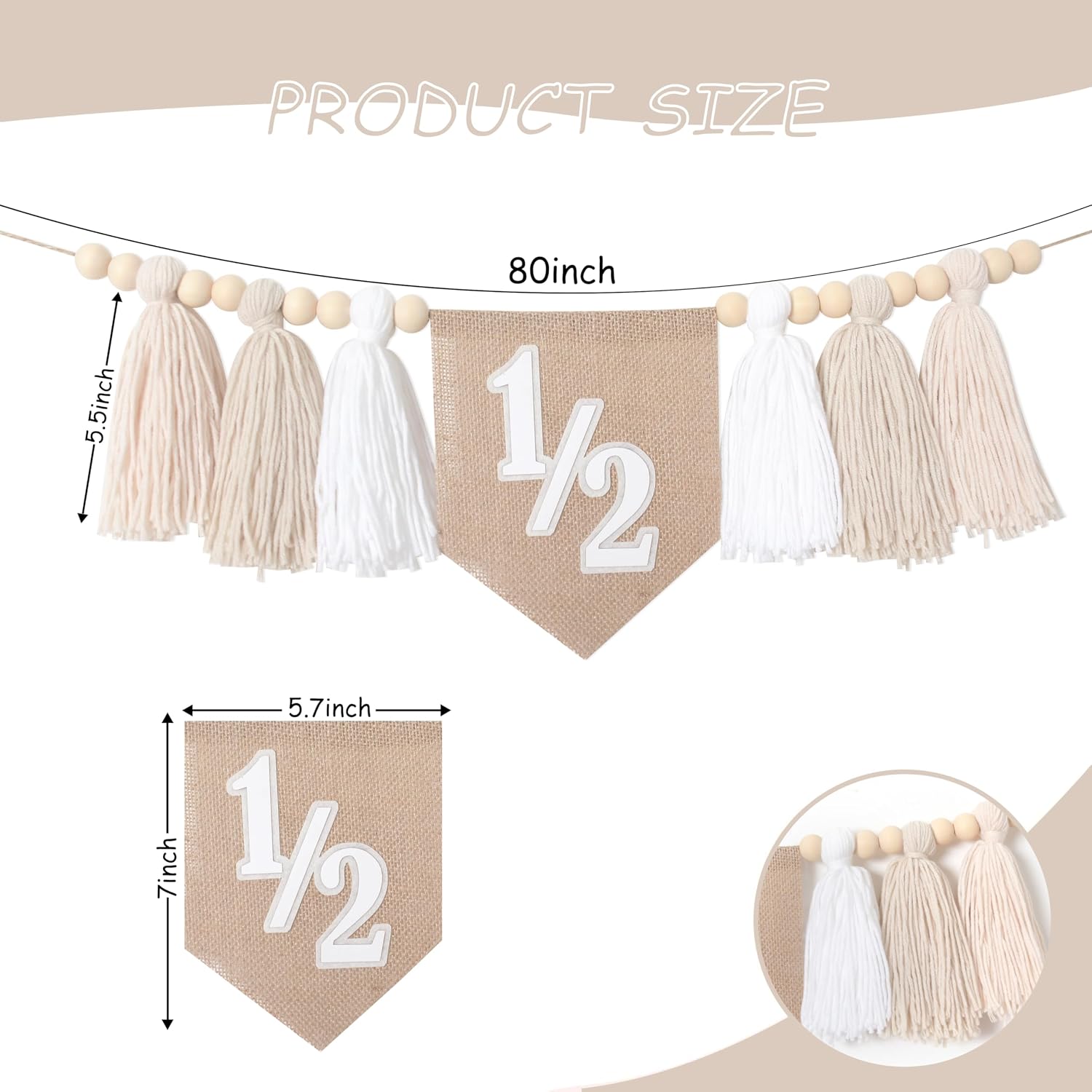 Wood Bead Tassel Garland / White