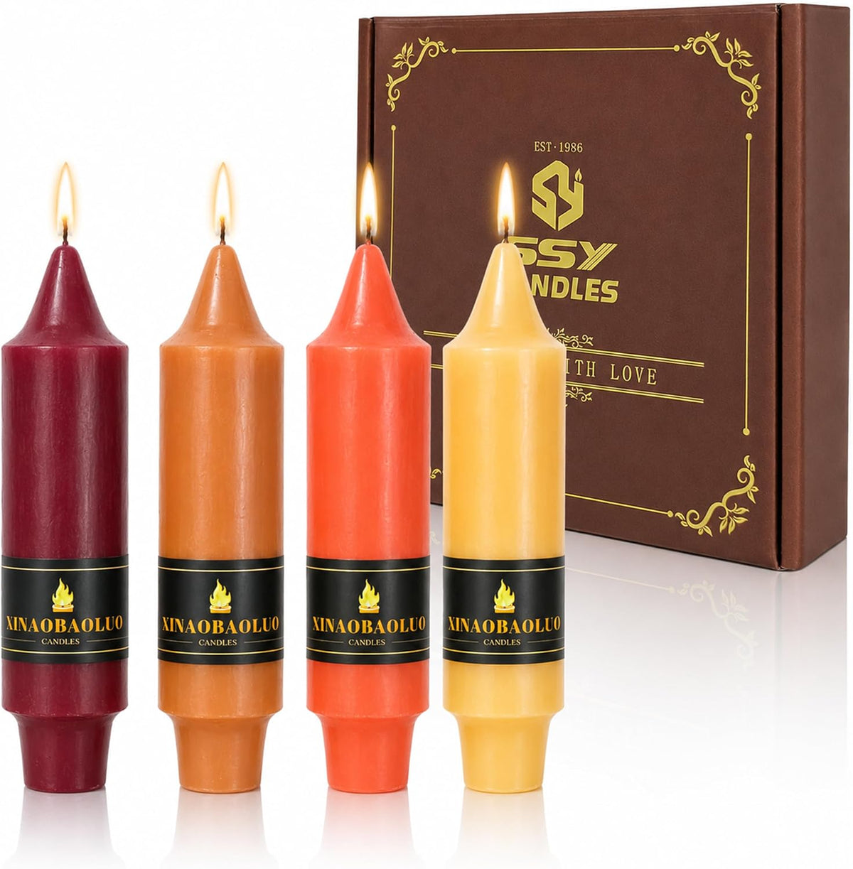 2 Pack Christmas Tree Candles - Real Wax Flameless Taper Candles, 9.7in Green Candlesticks for Home Table Metal Xmas Holiday Indoor Decorations Gifts