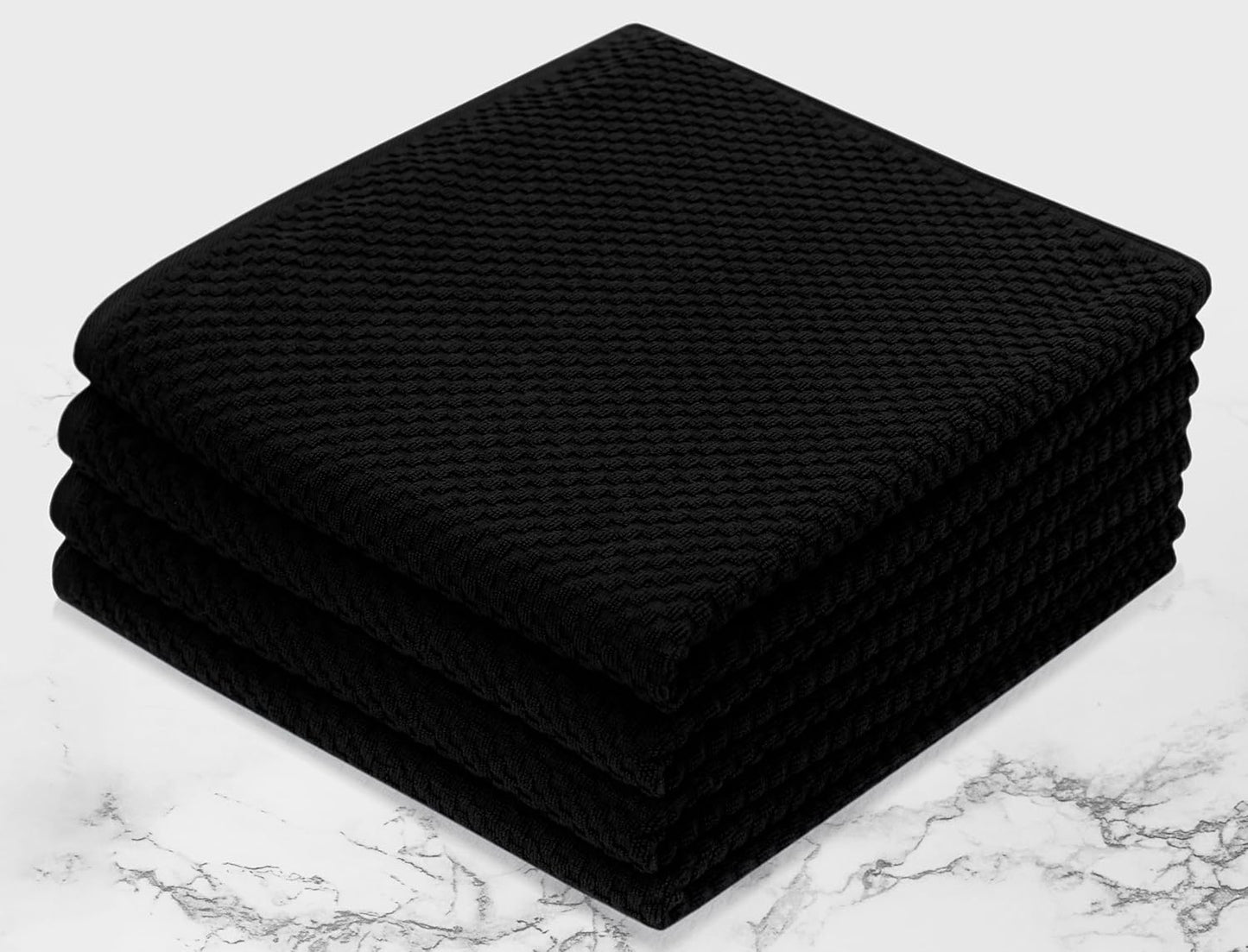 COTTON CRAFT Euro Spa Waffle Weave Bath Towels - Set of 4 Black Towels | Pure 100% Ringspun Cotton Oversized Luxurious