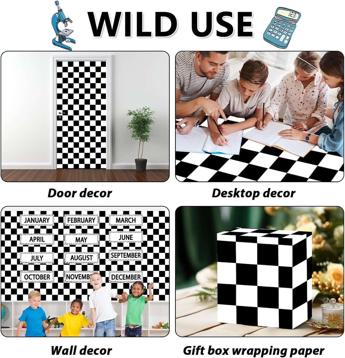 Black White Checkered Bulletin Board Paper Roll Black Plaid Bulletin Board / Black Checkered