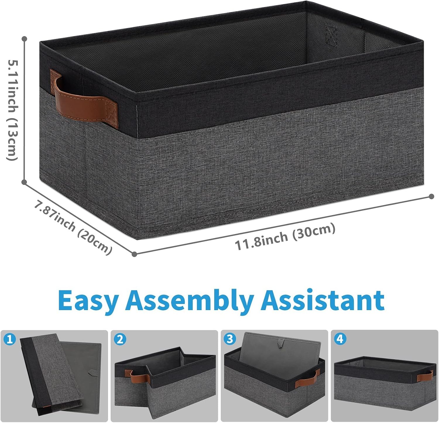 Baskets / Storage Baskets / 11.8 x 7.87 x 5.11 / Small / Grey&black / Set of 6