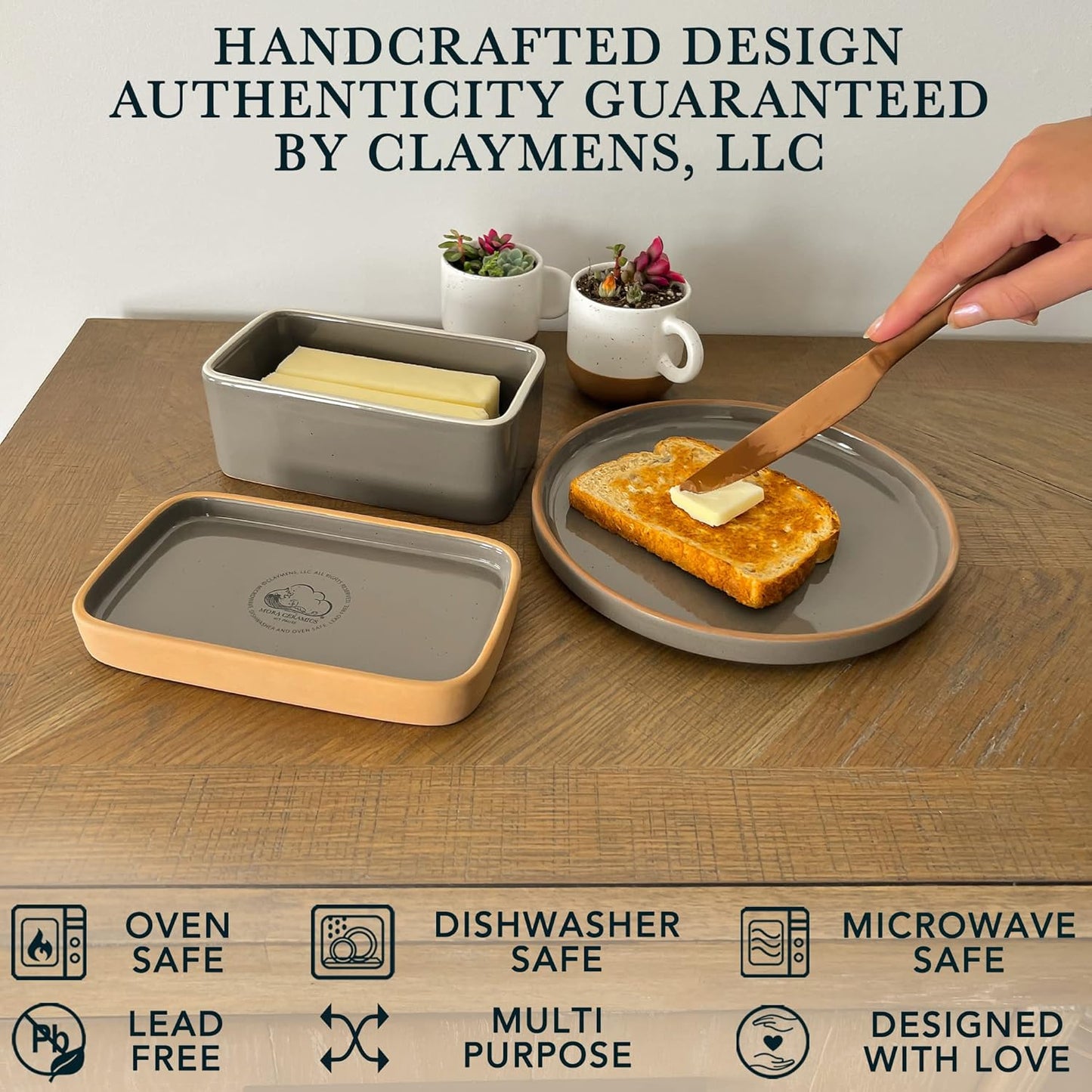 Covered Butter Crock Container to Leave on Countertop / Sesame Milk